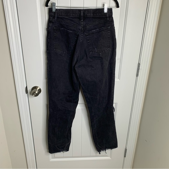 Abercrombie Fitch black 90s straight ultra high rise distressed jeans size 28 - Picture 2 of 10